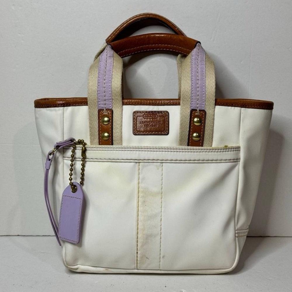 COACH MINI TOTE Brown Leather Accents - IVORY F10694